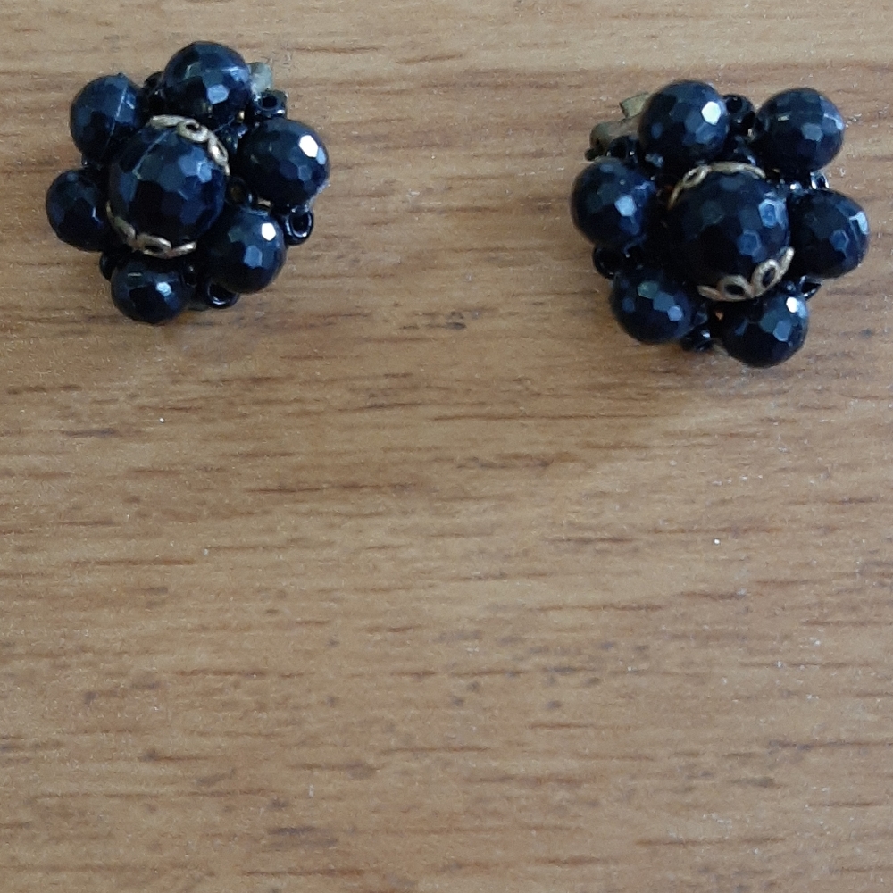 Vintage West Germany Black bead earrings